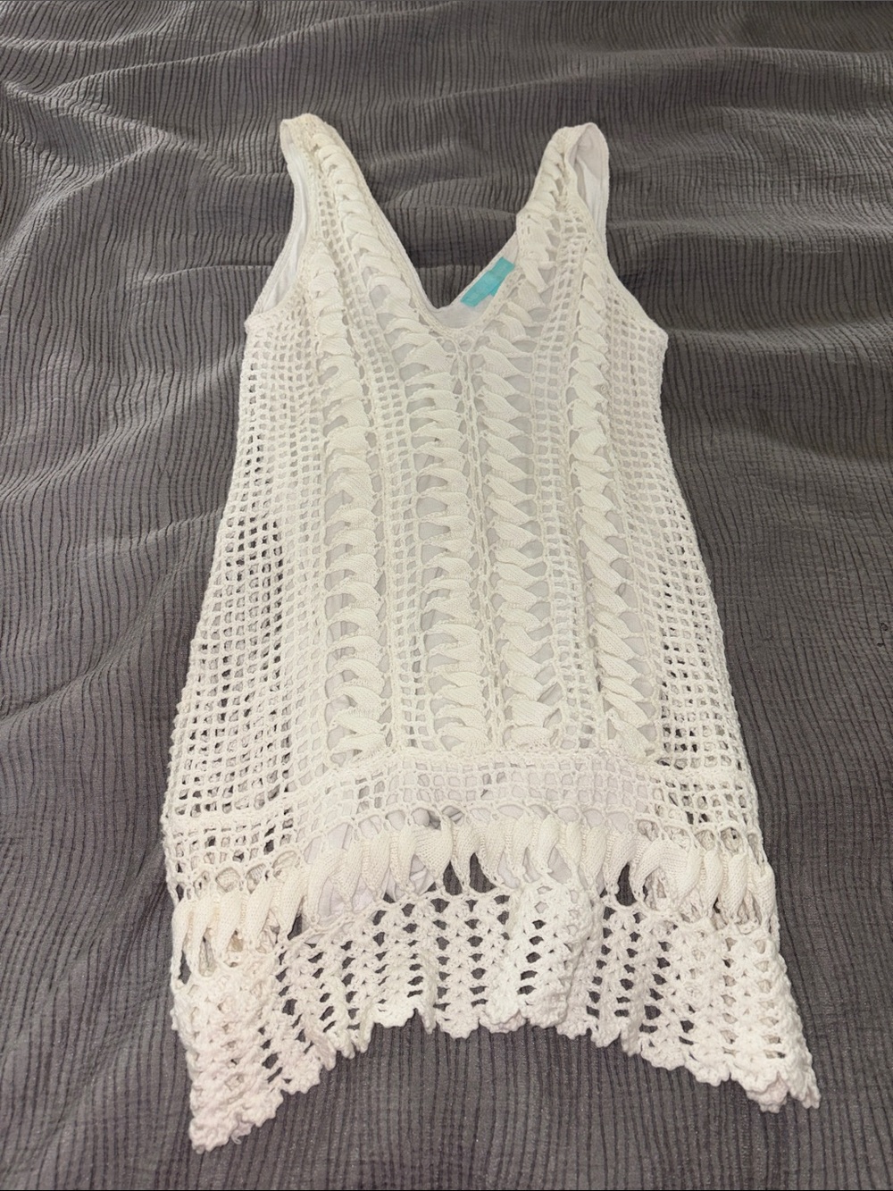 Melissa Odabash White Crochet V-Neck Knit Swim Coverup
